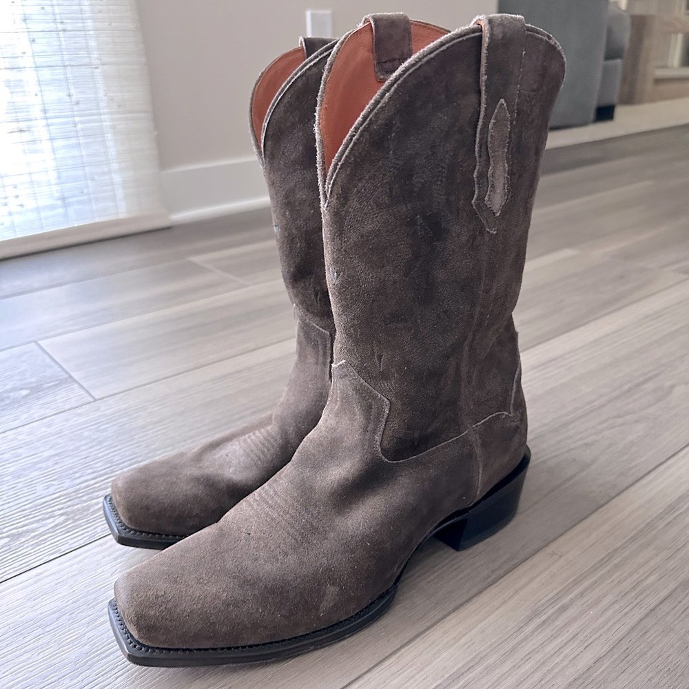 Moonshine Spirit Men’s Gordon Roughout Western Boots - Grey, 12D - Square Toe